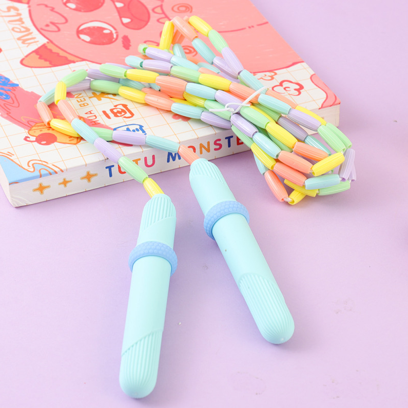 Silicone non-slip Colorful Bamboo Jump Rope (blue)