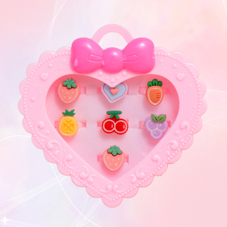 Epoxy Fruit Rings with Heart Shaped Box