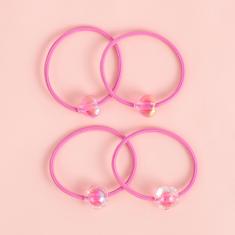 Colorful Loving Heart Hair Ties 4 PCS