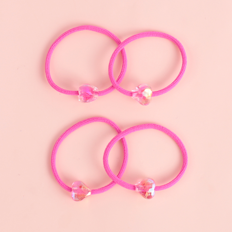 Loving Heart Beads Hair Ties 4 PCS #1
