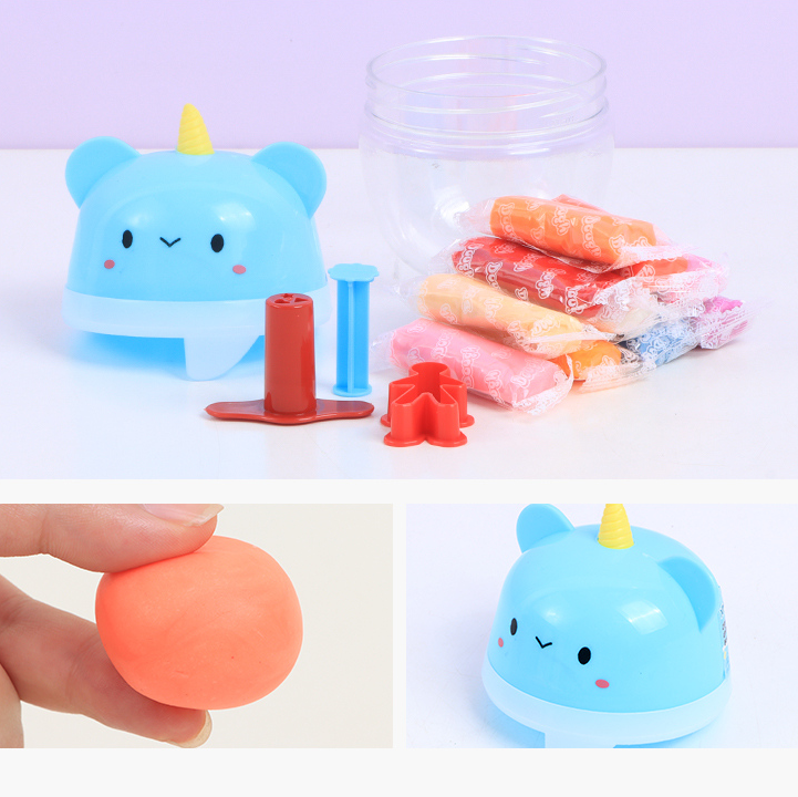 12 Colors Modeling Clay with Lovely Unihorned Kitten Box