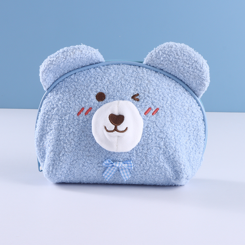 Bear plush shell makeup bag