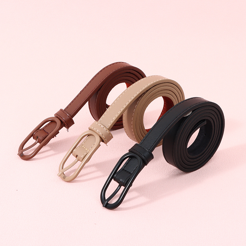 Simple solid color thin waist belt for women