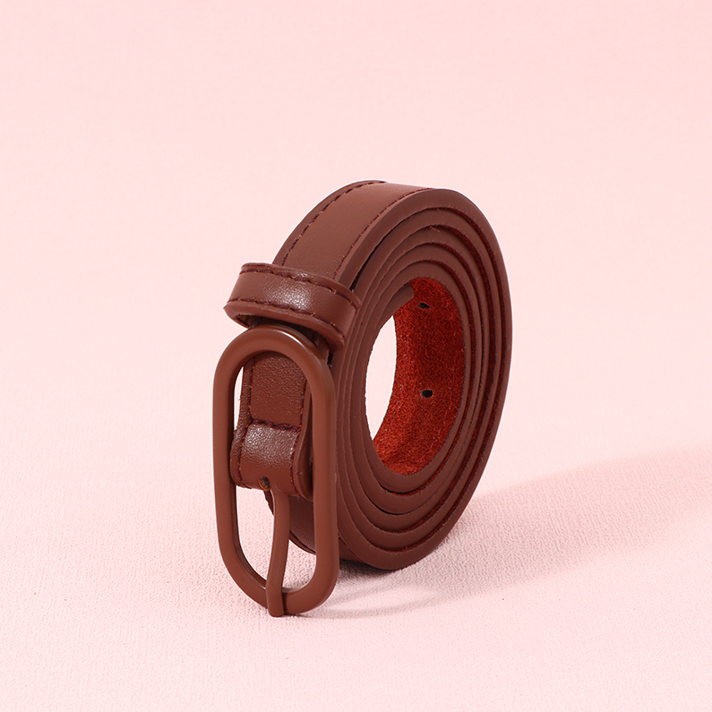 Simple solid color thin waist belt for women