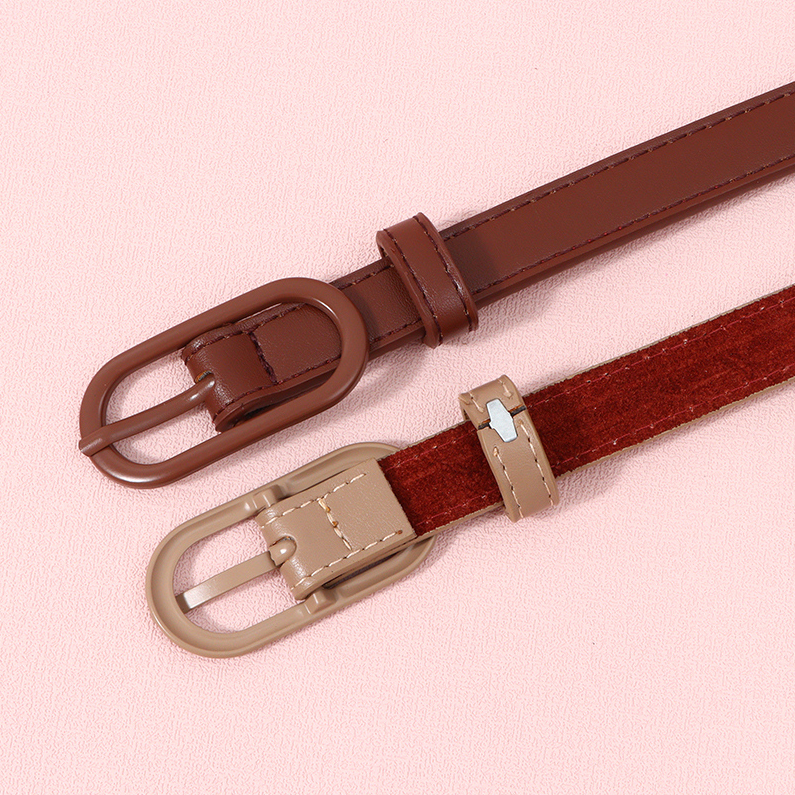 Simple solid color thin waist belt for women