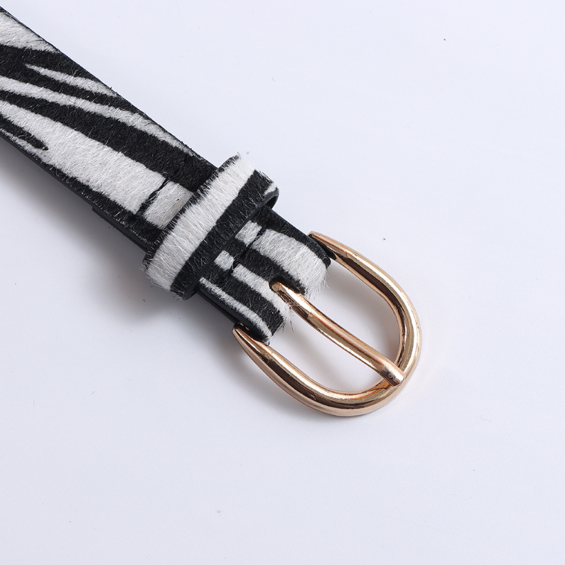 Zebra Spotted Thin Belt for women (black and white)