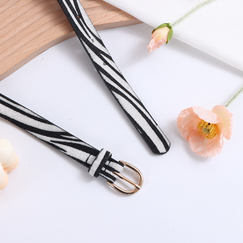 Zebra Spotted Thin Belt for women (black and white)