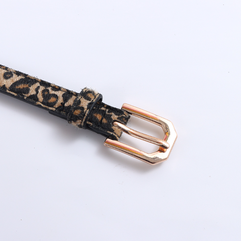 Leopard-print Light leather belt for women (Black)