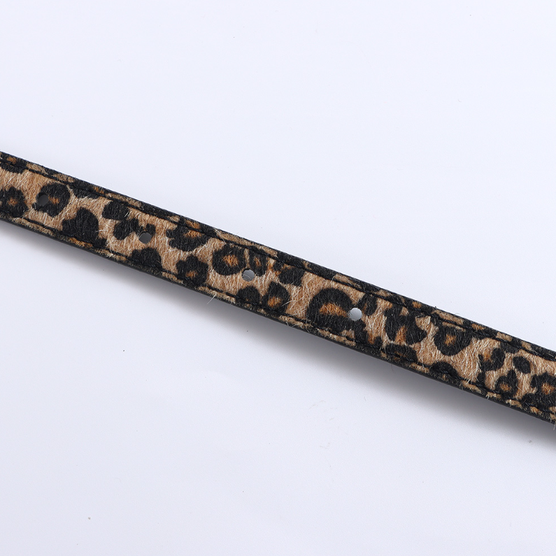 Leopard-print Light leather belt for women (Black)