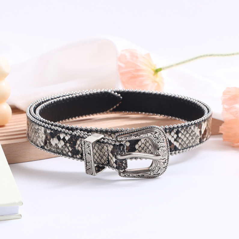 Serpentine Spotted Belt for Women (Black)