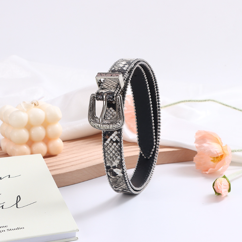 Serpentine Spotted Belt for Women (Black)