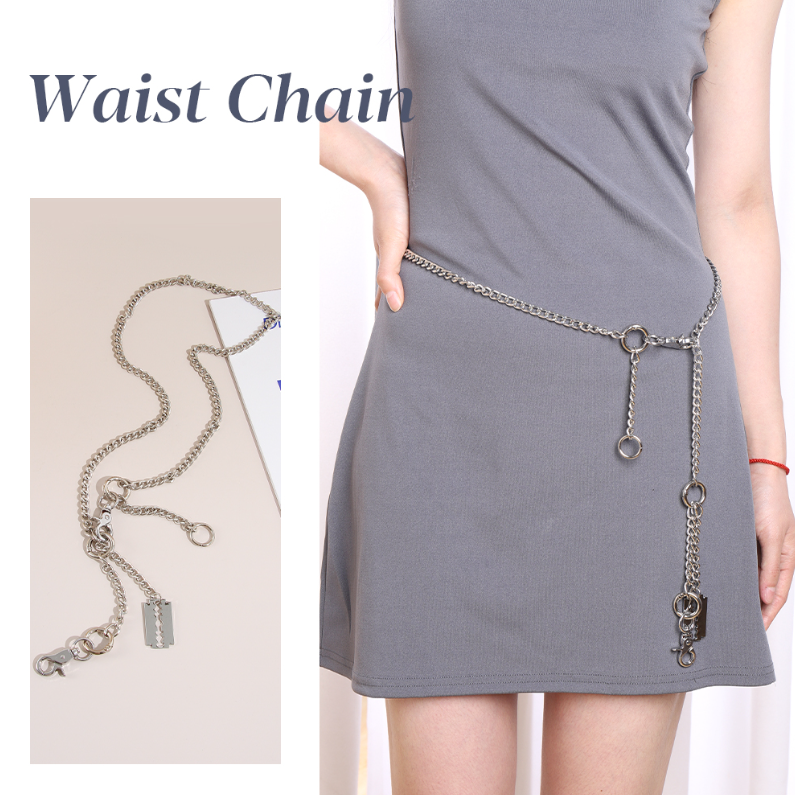 Punk Metal Pendant Women's Waist Chain (Silver)