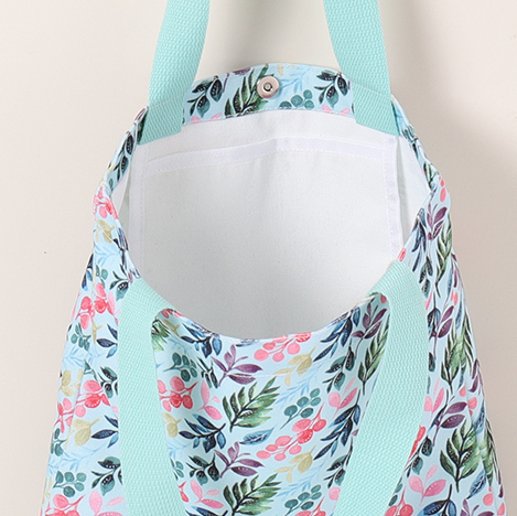Fresh green leaves full print canvas bag