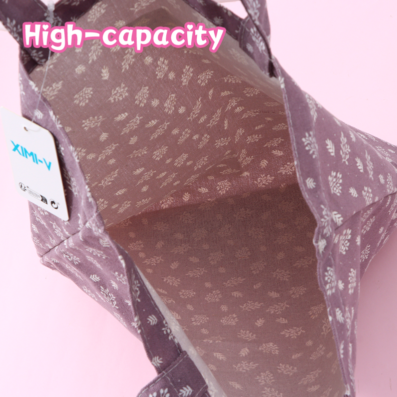 Retro Floral Canvas Bag (Purple--brown)