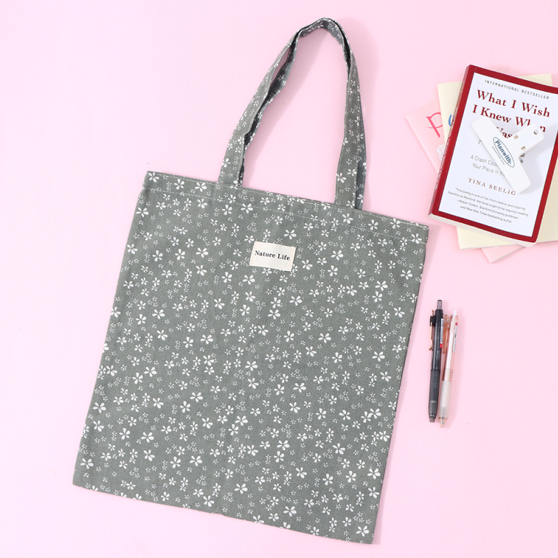 Retro Floral Canvas Bag (Green)