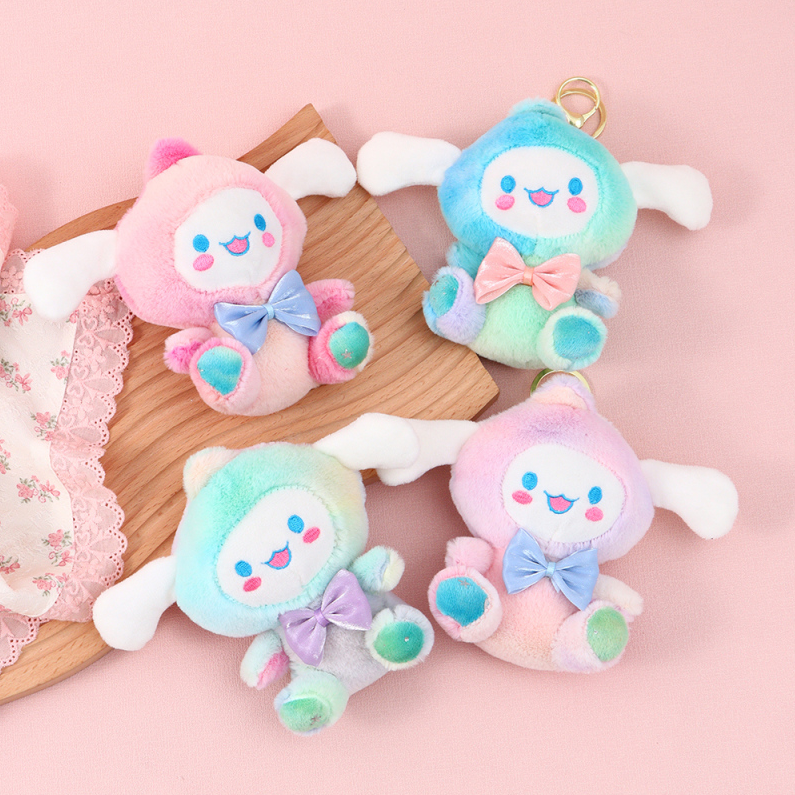 Colorful Big-eared Puppy Stuffed Doll Keychain