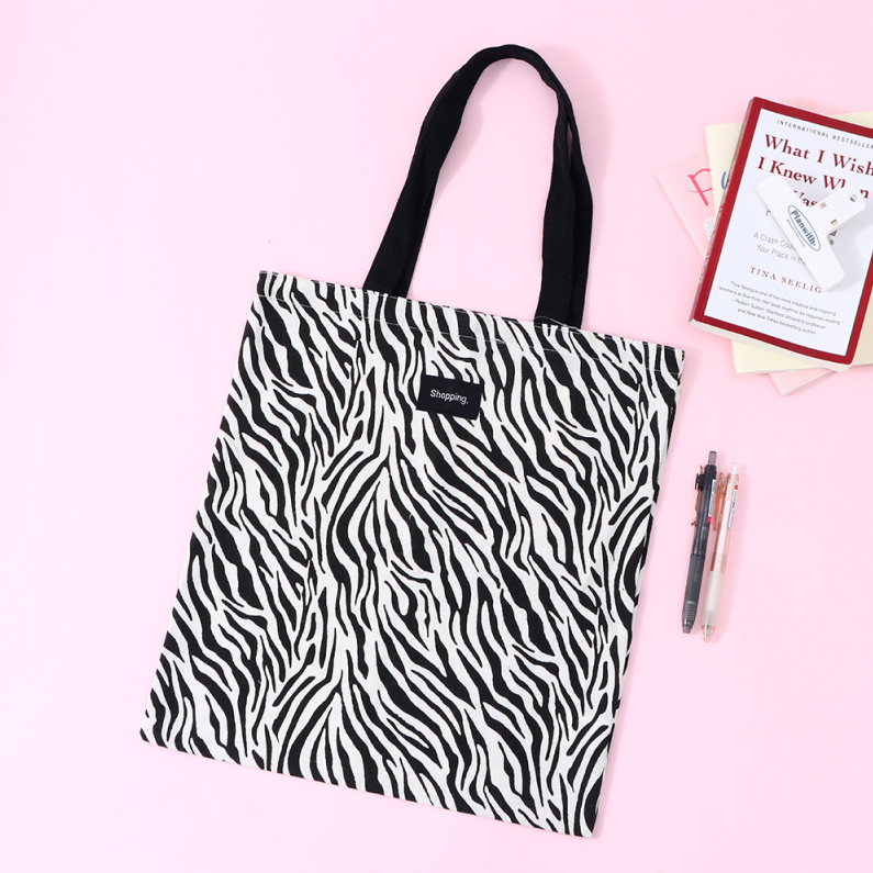 Simple Zebra-Print Canvas Bag