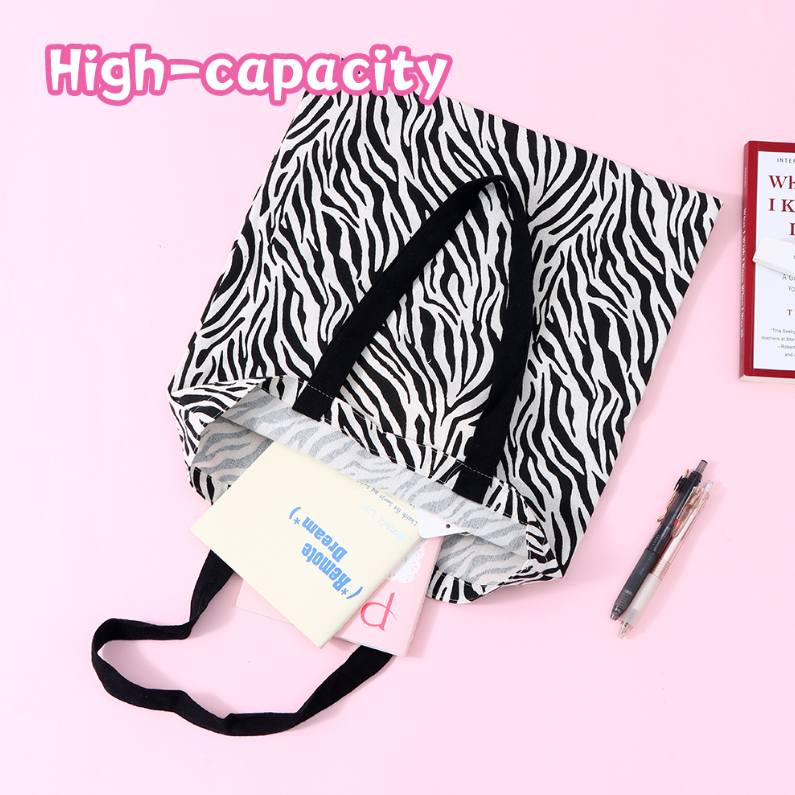 Simple Zebra-Print Canvas Bag