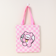 Funny Checkerboard Animal Canvas Bag (Pink)