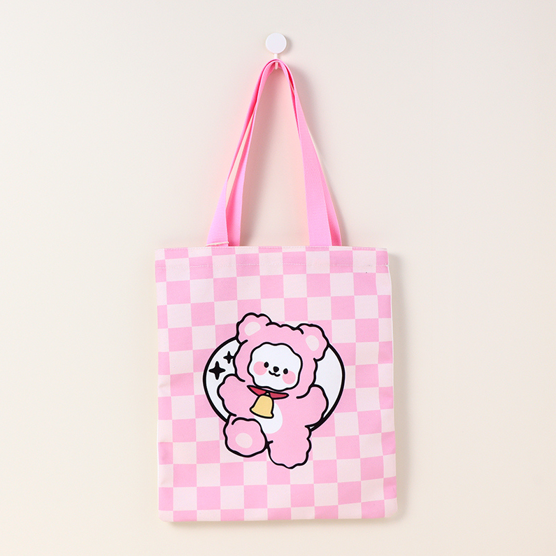 Funny Checkerboard Animal Canvas Bag (Pink)
