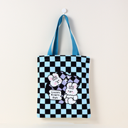 Funny Checkerboard Animal Canvas Bag (Blue)