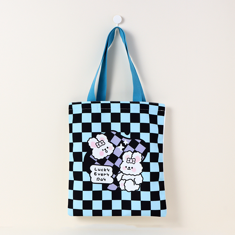 Funny Checkerboard Animal Canvas Bag (Blue)