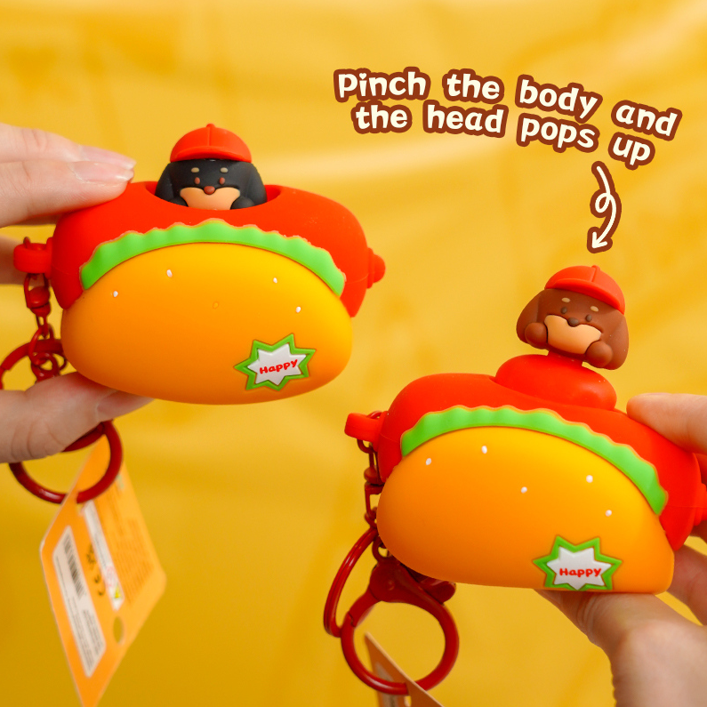 Puppies Dachshund Dog - Fun Hot Dog Keychain
