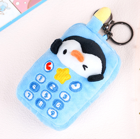 Happy Penguin Mobile Phone Stuffed Doll Keychain