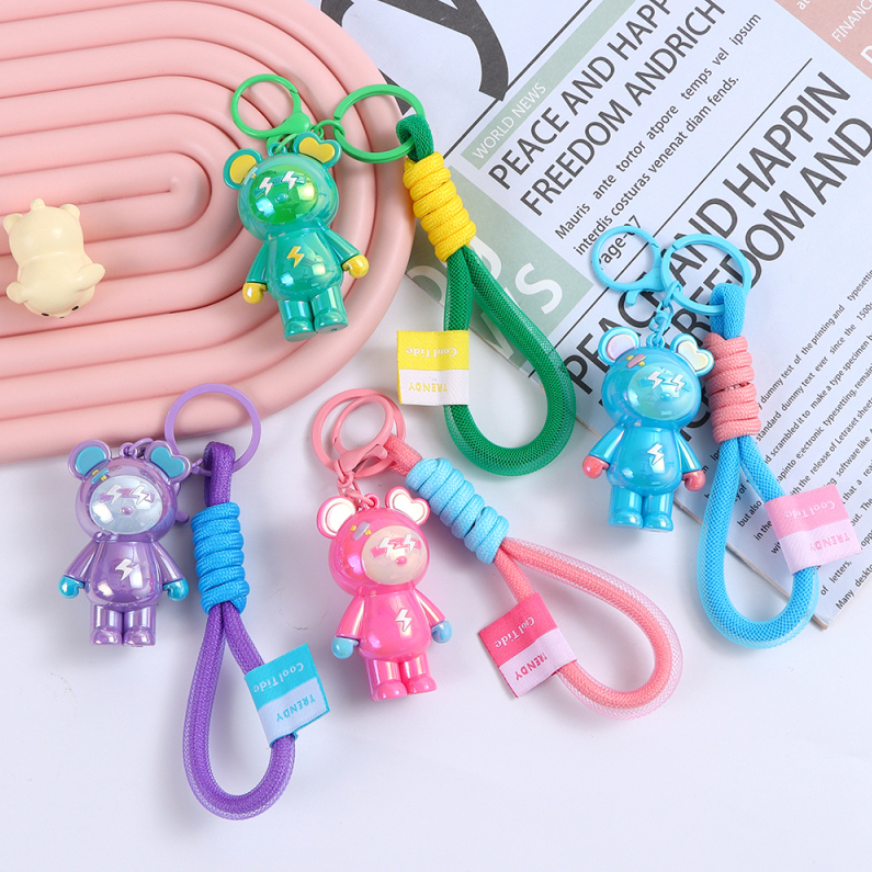 Electroplated Gradient Color Bear Keychain