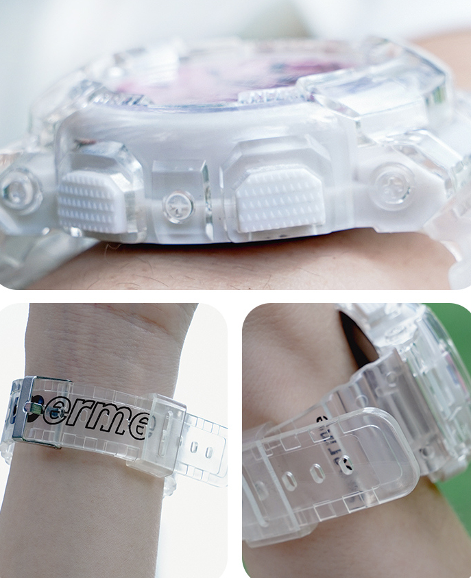 Transparent Letter Sports Watch (Pink)