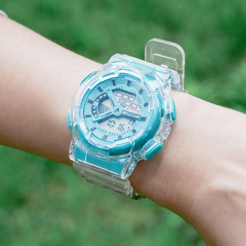 Transparent Letter Sports Watch (Blue)