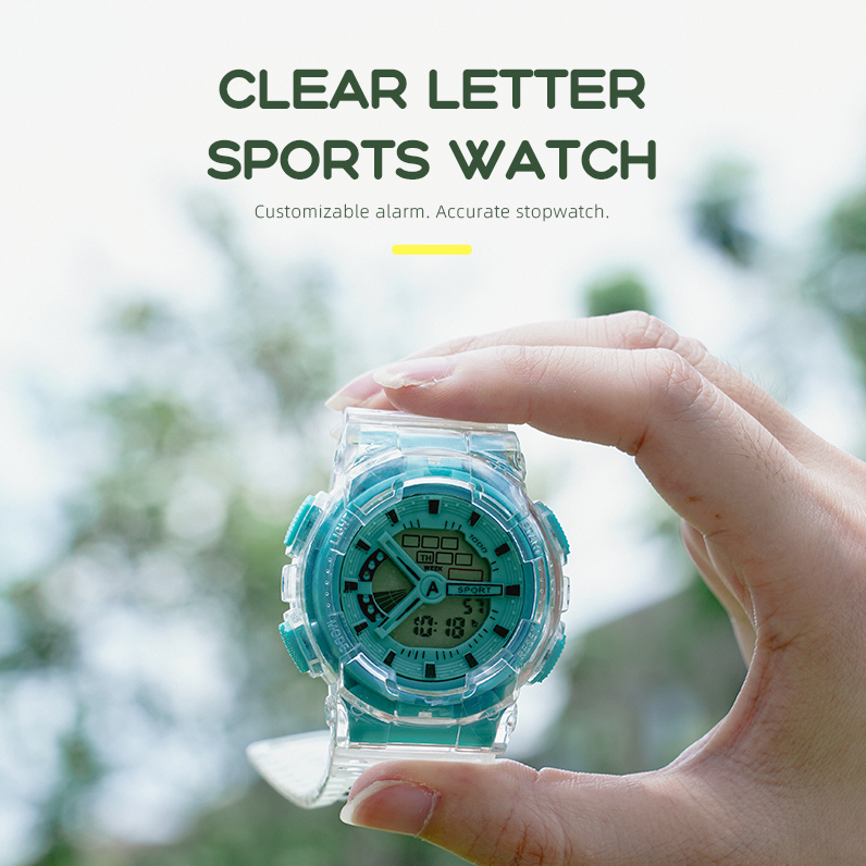 Transparent Letter Sports Watch (Blue)