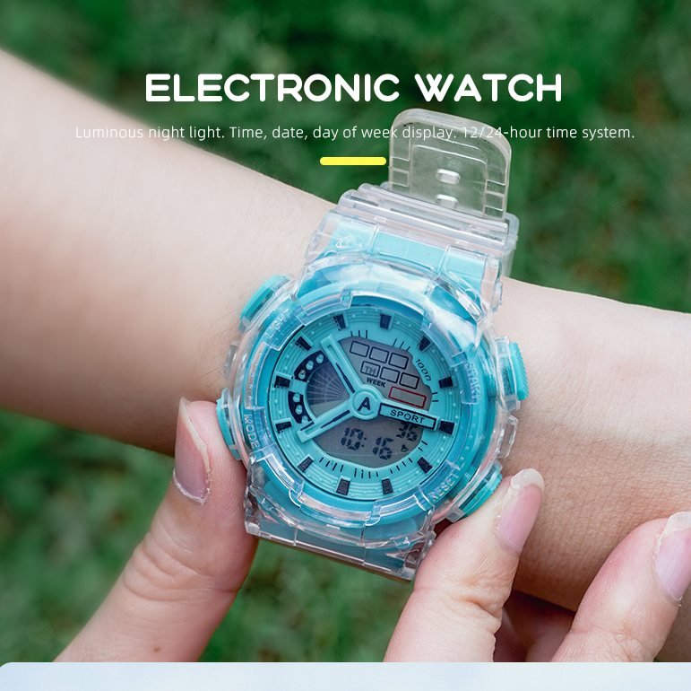 Transparent Letter Sports Watch (Blue)