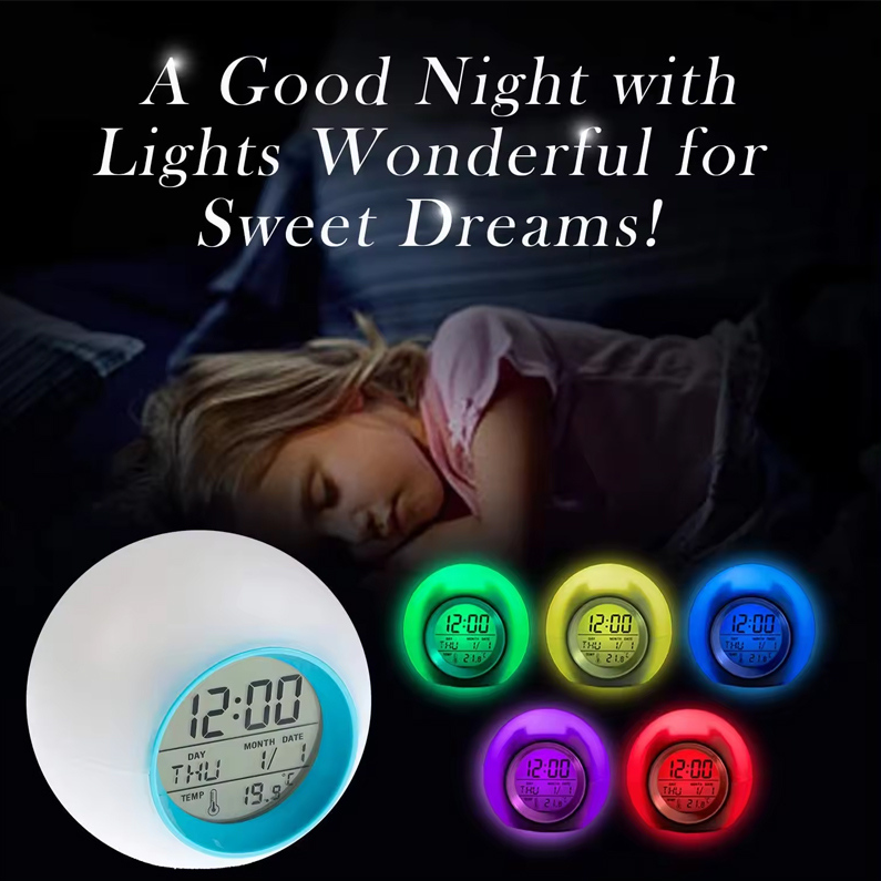Colorful LED spherical electronic alarm clock