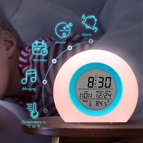 Colorful LED spherical electronic alarm clock