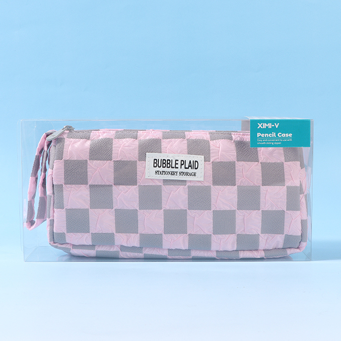 Checkerboard Puff Pencil Case