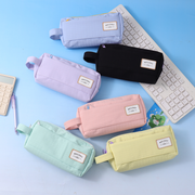 Fresh Color Contrast Square Two-layer Zipper Pencil Bag