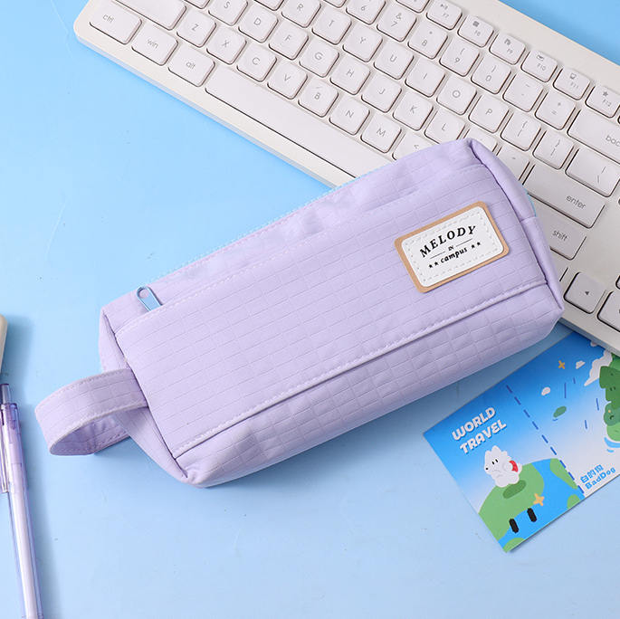 Fresh Color Contrast Square Two-layer Zipper Pencil Bag