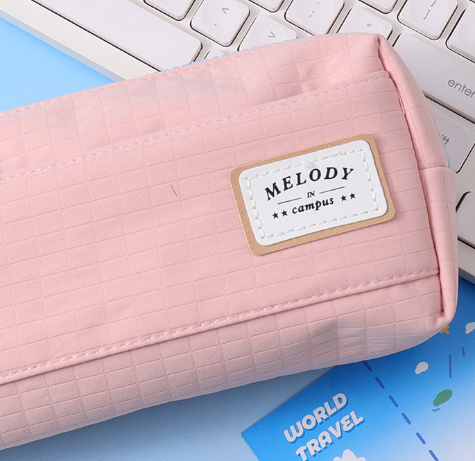 Fresh Color Contrast Square Two-layer Zipper Pencil Bag