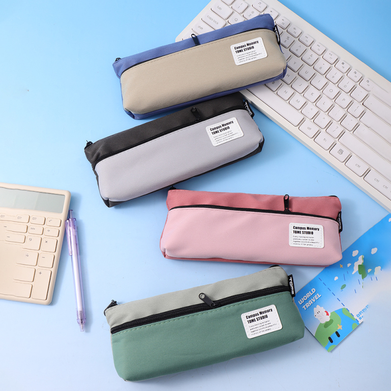 Two-layer Simple Splicing Trapezoidal Pencil Bag