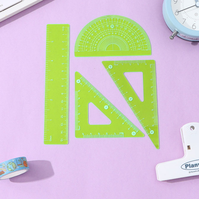 Colorful Clear 4 Pieces PVC Ruler Set