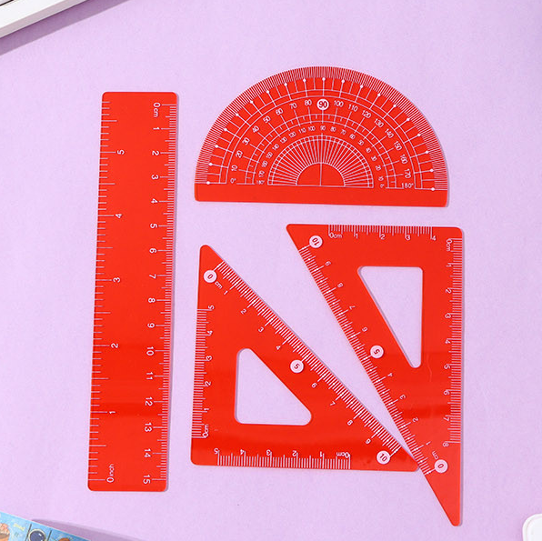 Colorful Clear 4 Pieces PVC Ruler Set