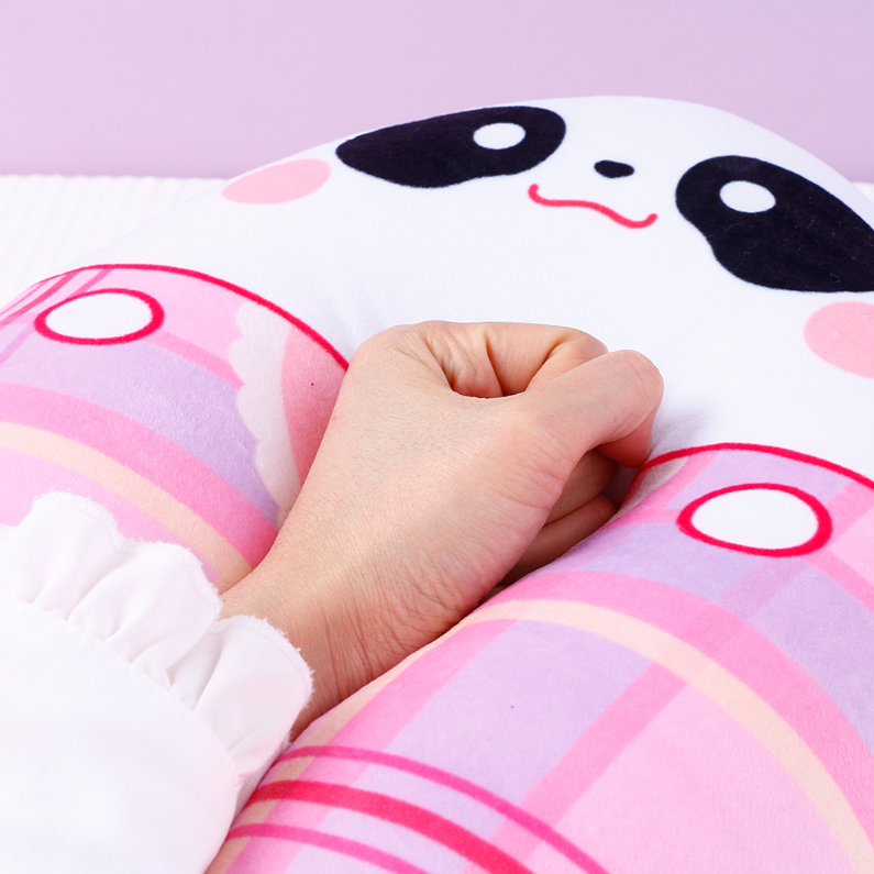 Striped Panda Throw Pillow (Pink)