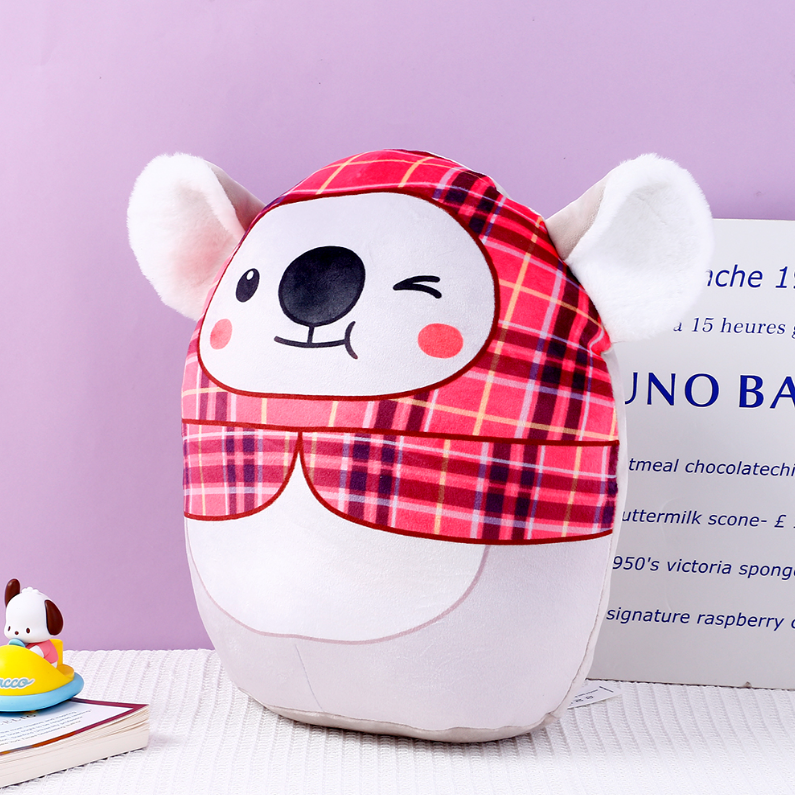 Striped Koala Throw Pillow (Red)