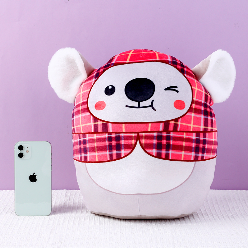 Striped Koala Throw Pillow (Red)