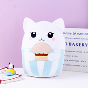 Yummy burger cat throw pillows