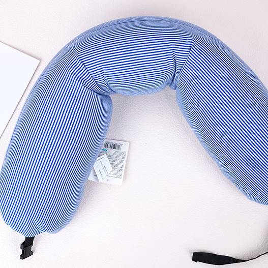 Simple Striped Particle Foam U-shaped Pillow (Blue)