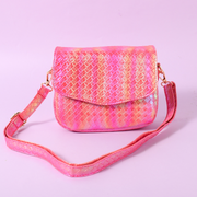 Dream Pearl Diamond Check Shoulder Bag (Pink)
