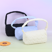 Love embroidered padded shoulder bag