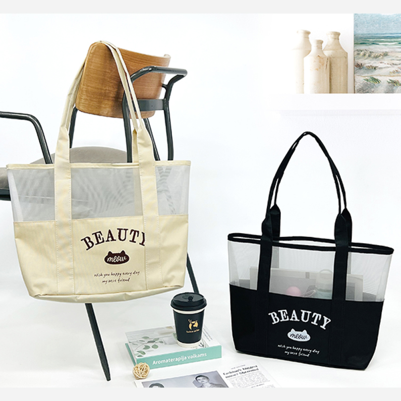 Simple Letter Mesh Shoulder Bag